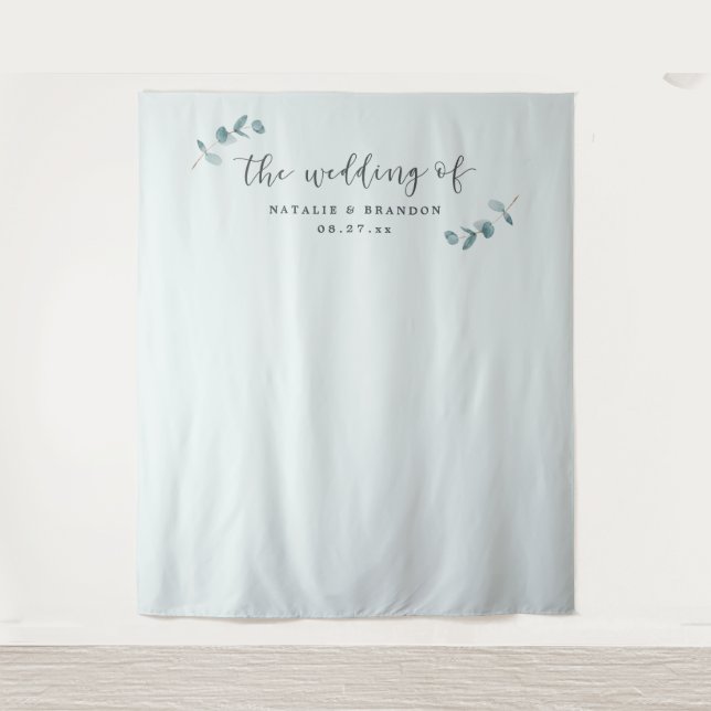 Hintergrund der Minimalistischen Eukalyptus-Hochze Wandteppich (Vorderseite)