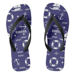 Hintergrund der nautischen Navy Blauer nahtloser M Flip Flops