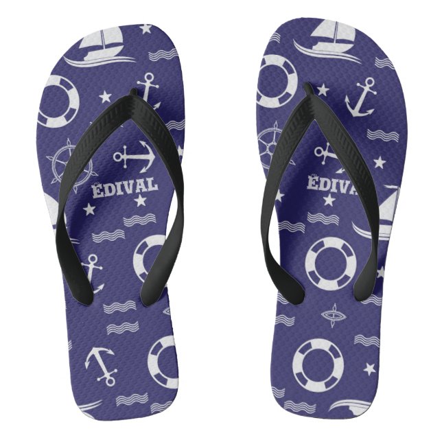 Hintergrund der nautischen Navy Blauer nahtloser M Flip Flops (Fußbett)