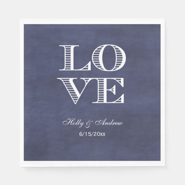 Hintergrund der Navy-Chalkboard-LIEBE Napkins Serviette (Vorderseite)