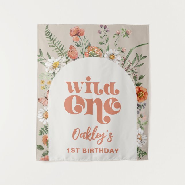 Hintergrund der offenen Wildblume Wandteppich (Vorderseite)