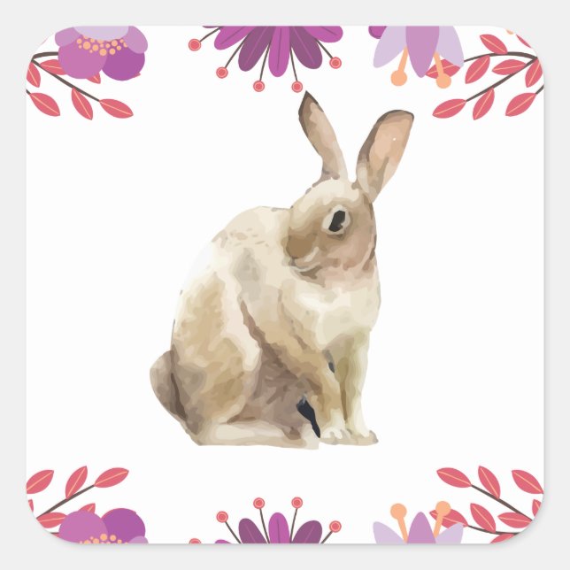 Hintergrund der Osterhase Quadratischer Aufkleber (Vorderseite)