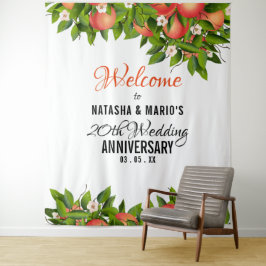 Hintergrund der Peach Fruit Wedding Wandteppich