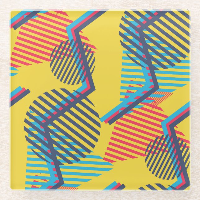 Hintergrund der Pop-Kunst, abstrakte geometrische  Glasuntersetzer (Vorderseite)