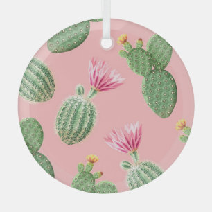 Hintergrund der rosa blühenden Kaktus Ornament Aus Glas