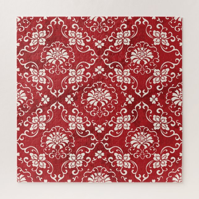 Hintergrund der roten chinesischen Spiralspirale. Puzzle (Vertikal)