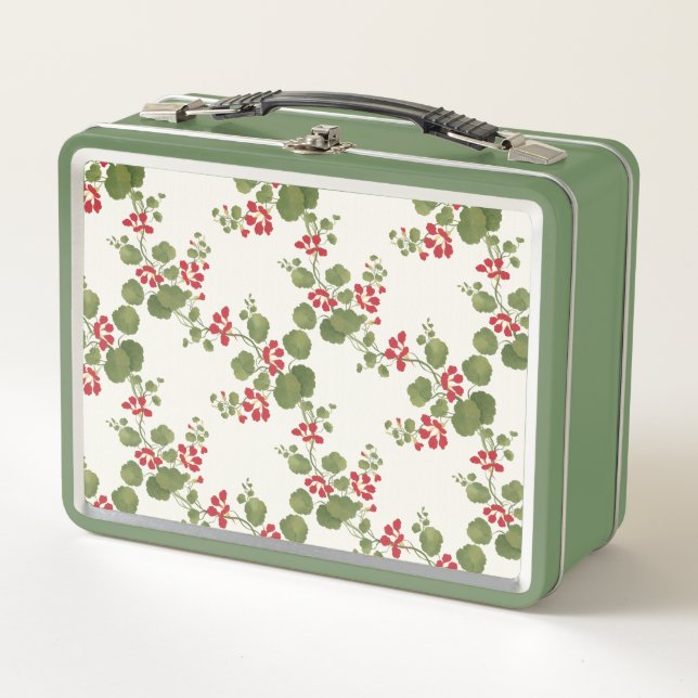 Hintergrund der Roten Nasturtiumcreme Metall Brotdose (Vorderseite)