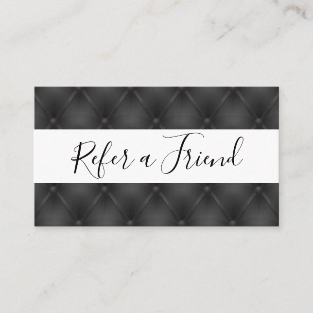 Hintergrund der Schwarzen Upholsterie Empfehlungskarte (Vorderseite)