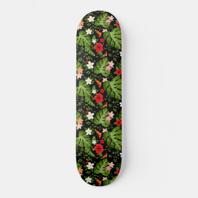 Hintergrund der tropischen Blume 3 Skateboard (Vorderseite)