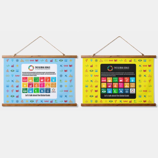 Hintergrund der Veranstaltung SDG Mauer Kunst für  Wandteppich Mit Holzrahmen (Doppelt)