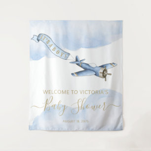 Hintergrund der Vintagen Airplane-Baby-Dusche Wandteppich