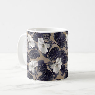 Hintergrund der weißen Blume Kaffeetasse