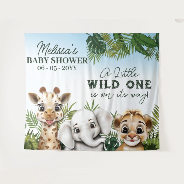 Hintergrund der Wildtier-Safari-Babydusche Wandteppich (Vorderseite (Horizontal))