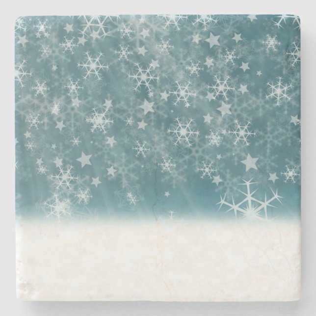 Hintergrund der Winterschneeflocke Steinuntersetzer (Vorderseite)