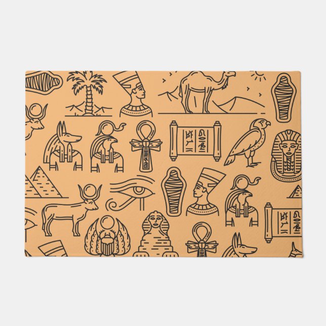 Hintergrund des ägyptischen Hieroglyphischen Symbo Fußmatte (Vorderseite)