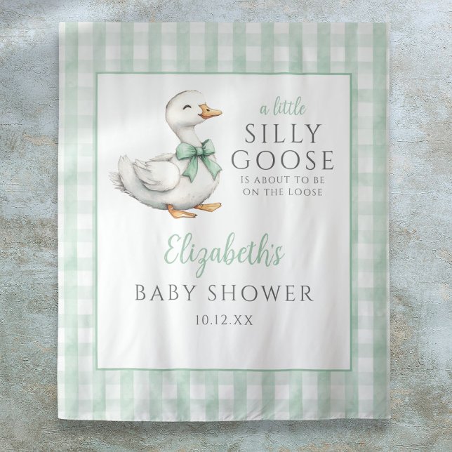 Hintergrund des albernen Gänse-Neutral-Baby-Dusche Wandteppich (Silly Goose Neutral Baby Shower Photo Backdrop)