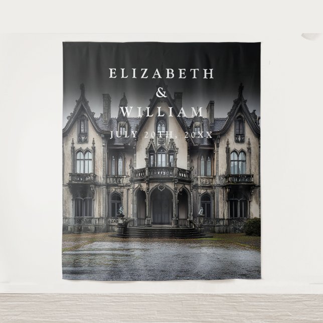 Hintergrund des alten gotischen Herrenhauses Foto  Wandteppich (Vorderseite)