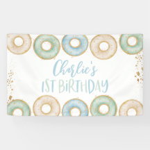 Hintergrund des Banners "Donut 1. Geburtstag" des