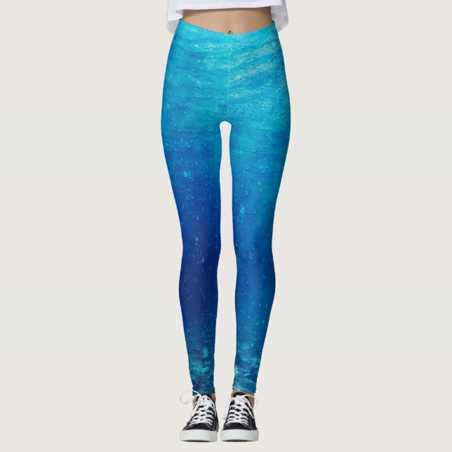 Hintergrund des blauen Tiefen Ozeans Leggings (Vorderseite)