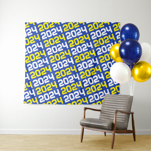 Hintergrund des blauen und gelben Abschlusses Wandteppich