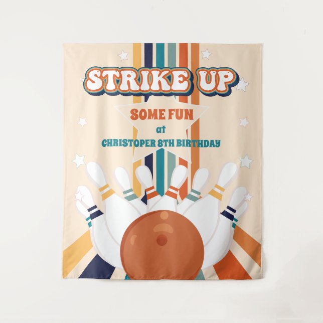 Hintergrund des Bowling Kindergeburtstag Party Wandteppich (Vorderseite)