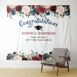 Hintergrund des burgundy Navy Blush Foto Booth Wandteppich