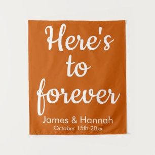 Hintergrund des Burnt Orange Custom Wedding Foto B Wandteppich