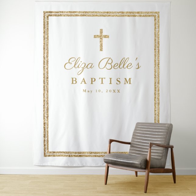 Hintergrund des eleganten Gold Cross Taufen Fotos Wandteppich (Beispiel)