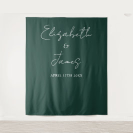 Hintergrund des Emerald Green Minimalistisch Weddi Wandteppich