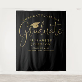 Hintergrund des Fotos der Black and Gold Graduatio Wandteppich
