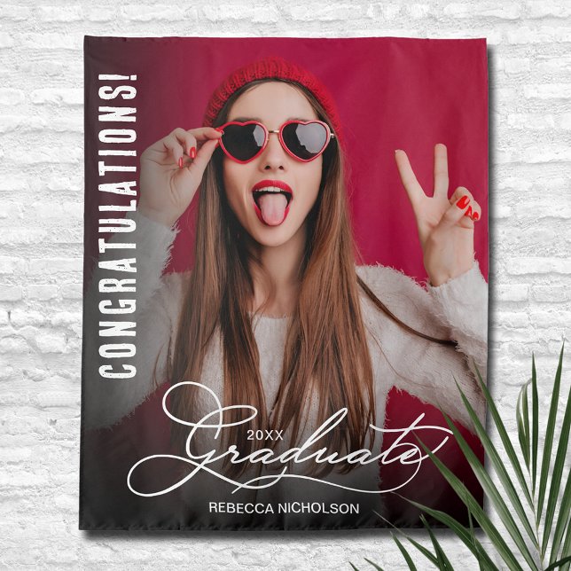 Hintergrund des Fotos der Graduierungspartei Wandteppich (Graduation Photo Booth Backdrop, choose your size when ordering)