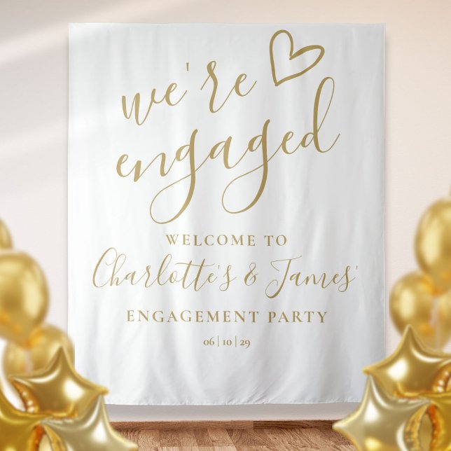Hintergrund des Fotos der Verlobten Teilnehmer Wandteppich (Were Engaged Engagement Party Photo Backdrop)