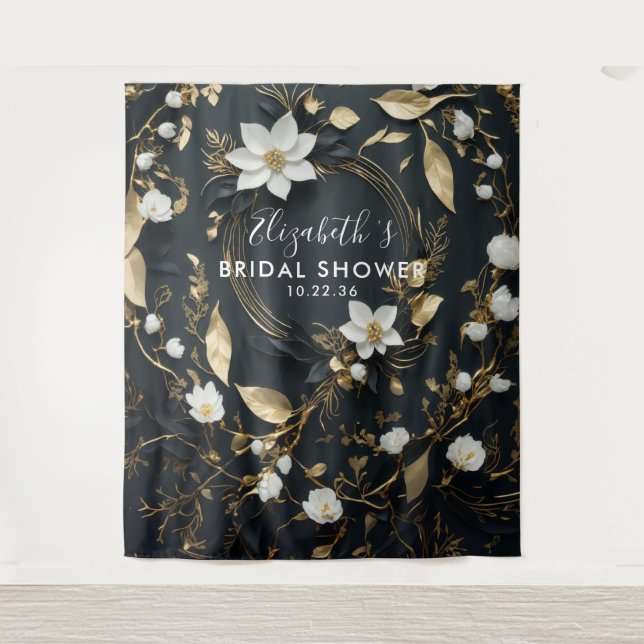 Hintergrund des Fotos des Blumenkranzes im Brautpa Wandteppich (Vorderseite)