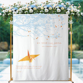 Hintergrund des Hanging Origami Paper Crane Weddin Wandteppich