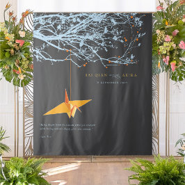 Hintergrund des Hanging Origami Paper Crane Weddin Wandteppich