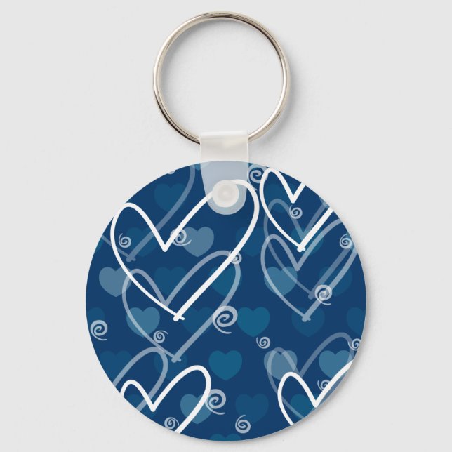 Hintergrund des Herzens in Blau, Schlüsselanhänger (Vorderseite)