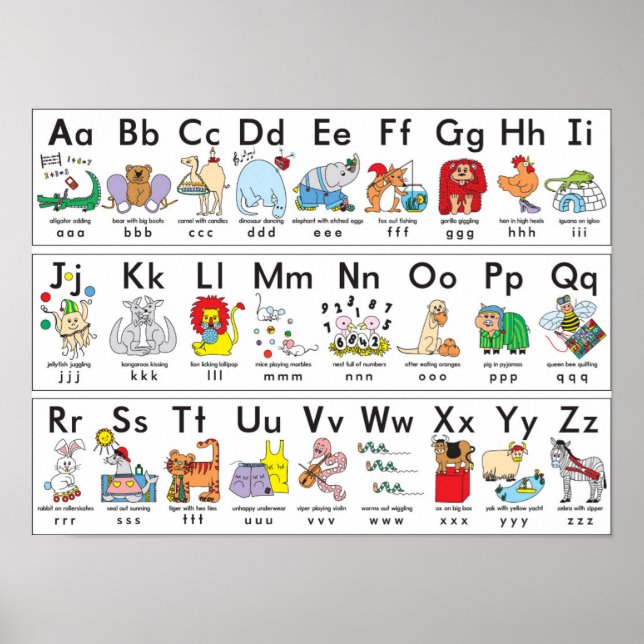 Hintergrund des illustrierten tierischen Alphabets Poster (Vorne)