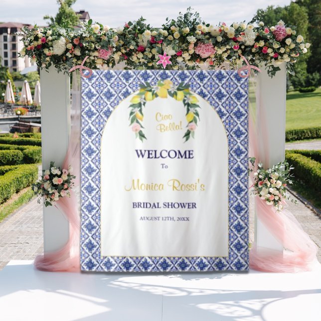 Hintergrund des italienischen Lemon Blue Tiles Bra Wandteppich (Von Creator hochgeladen)