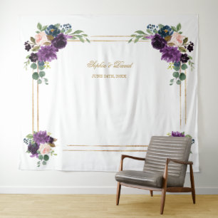 Hintergrund des Lavender Floral Gold Frame Foto Bo Wandteppich