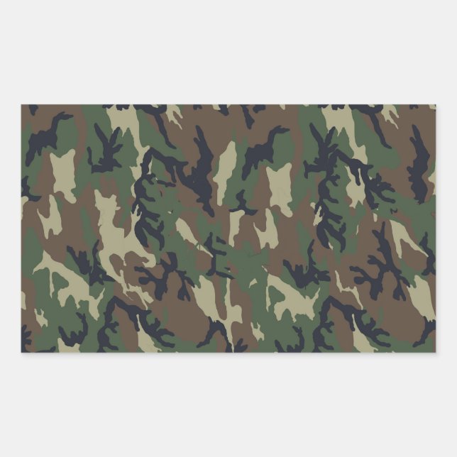 Hintergrund des Militärwalds - Camouflage Rechteckiger Aufkleber (Vorderseite)