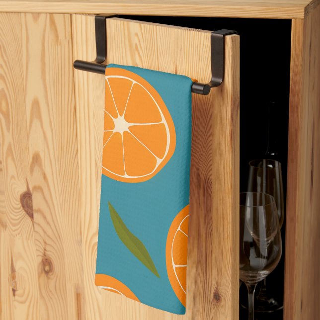 Hintergrund des Musters "Slice Orange" Geschirrtuch (Drittel gefaltet)