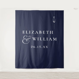 Hintergrund des Navy Blue Minimalistisch Wedding F Wandteppich