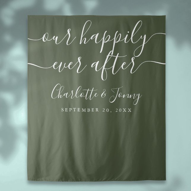 Hintergrund des Olive Green Wedding Foto Booth Wandteppich (Olive Green Wedding Photo Booth Backdrop)
