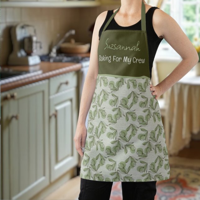 Hintergrund des Olivenmusters mit zwei Ebenen Schürze (apron front with matching color straps)