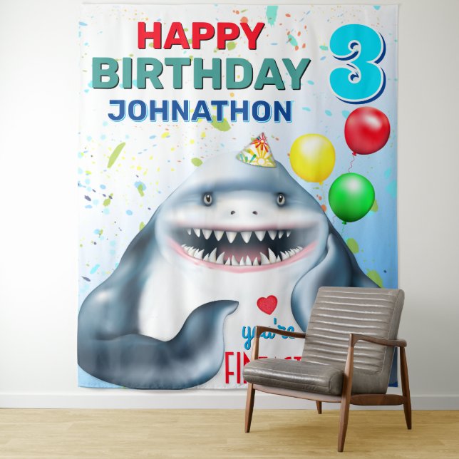 Hintergrund des Party "Shark Theme Fintastic Kinde Wandteppich (Beispiel)