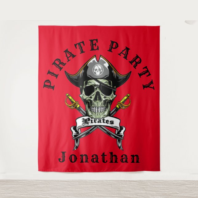 Hintergrund des Pirate Skull Ghost-Party Wandteppich (Vorderseite)
