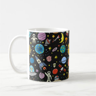 Hintergrund des Raumes. Planeten des Sonnensystems Kaffeetasse