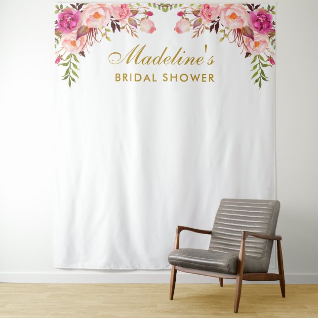 Hintergrund des rosa Brautparty | Foto Booth Prop Wandteppich (Beispiel)