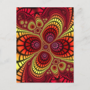 Hintergrund des roten Fraktals Postkarte