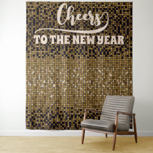 Hintergrund des Silvesterabends Groovy Disco Foto Wandteppich